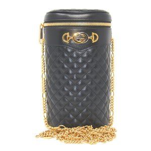 Gucci Zumi Black Quilted Leather Cylindrical Bag